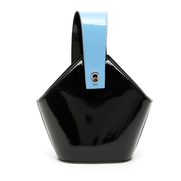 Danse Lente Black and Blue Patent Mini Johnny Bucket Bag - Picture 3 of 13